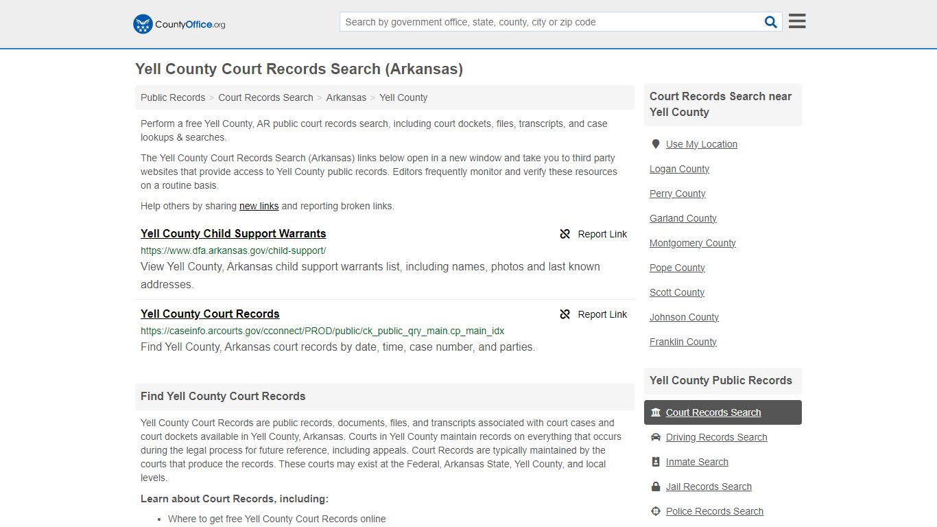 Court Records Search - Yell County, AR (Adoptions, Criminal, Child ...