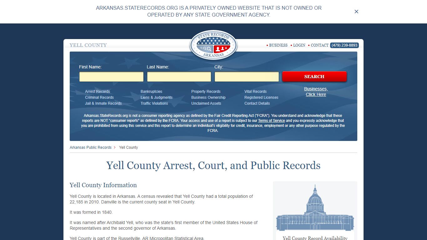 Yell County Arrest, Court, and Public Records